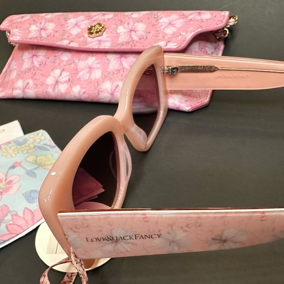 NEW LoveShack Fancy Arietta Square Sunglasses BLUSHING QUARTZ Floral Pink NWT - Picture 7 of 12